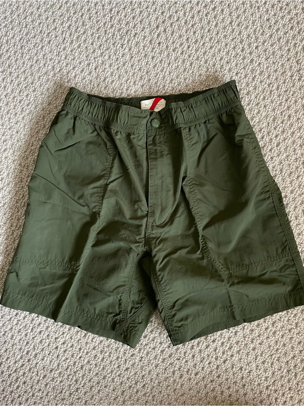 Men's Athletic Elastic-Waist Olive Shorts